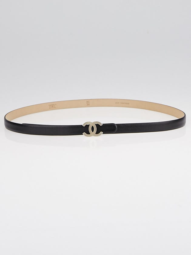 Chanel Black Leather Narrow Belt Size 85/34