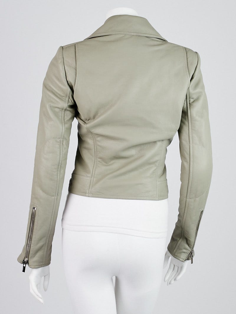 Balenciaga Grey Lambskin Leather Classic Biker Jacket Size 4/36
