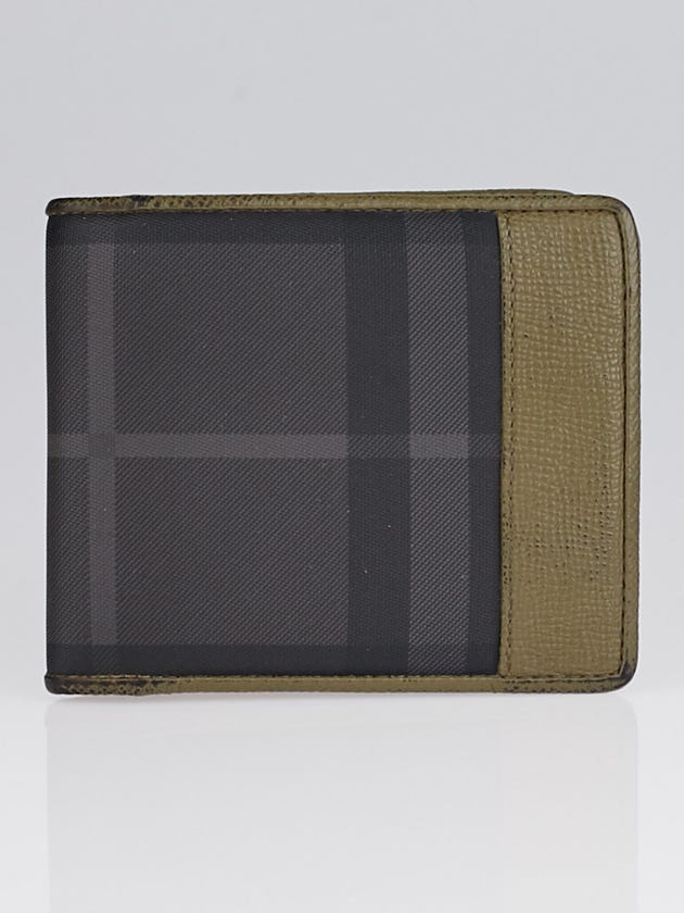 Burberry Grey Smoked Check Coated Canvas Bifold Wallet