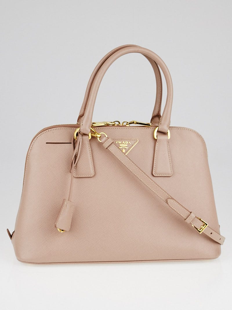 Prada - Authenticated Saffiano Handbag - Leather Beige Plain for Women, Good Condition