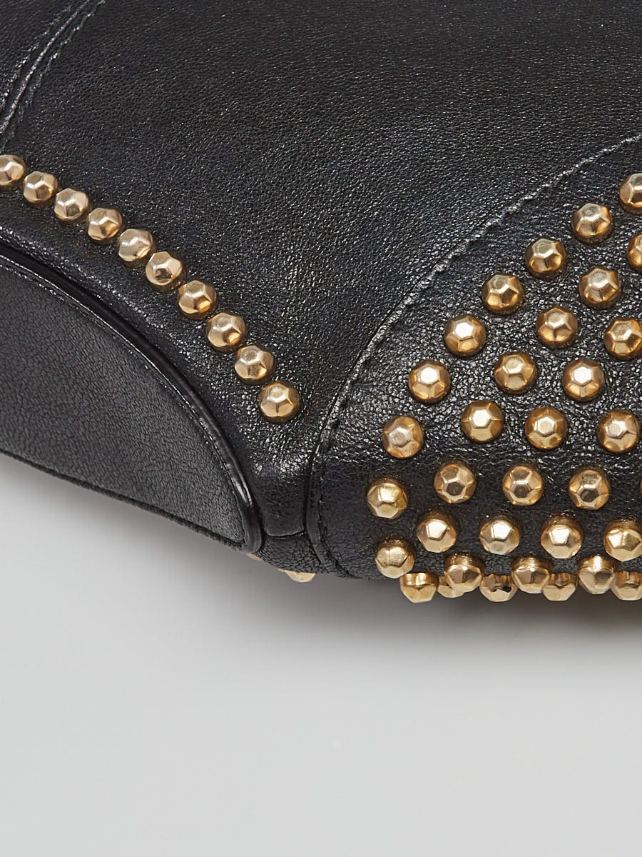 Alexander McQueen Black Leather Studded De Manta Clutch Bag