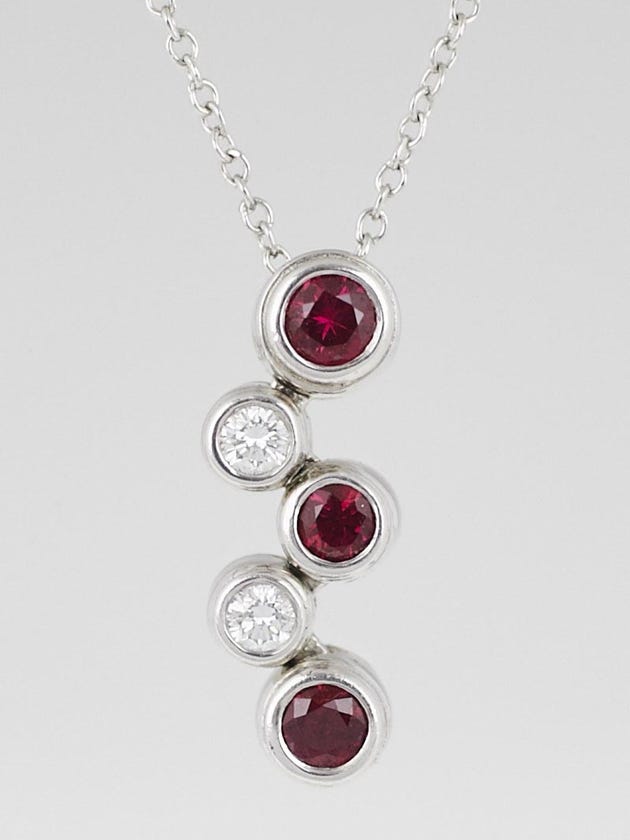 Tiffany & Co. Platinum with Diamond and Ruby Bubbles Pendant