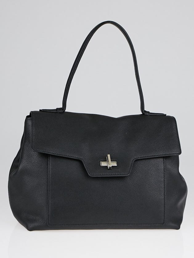 Prada Black Toro Leather Top Handle Flap Satchel Bag 1BD016