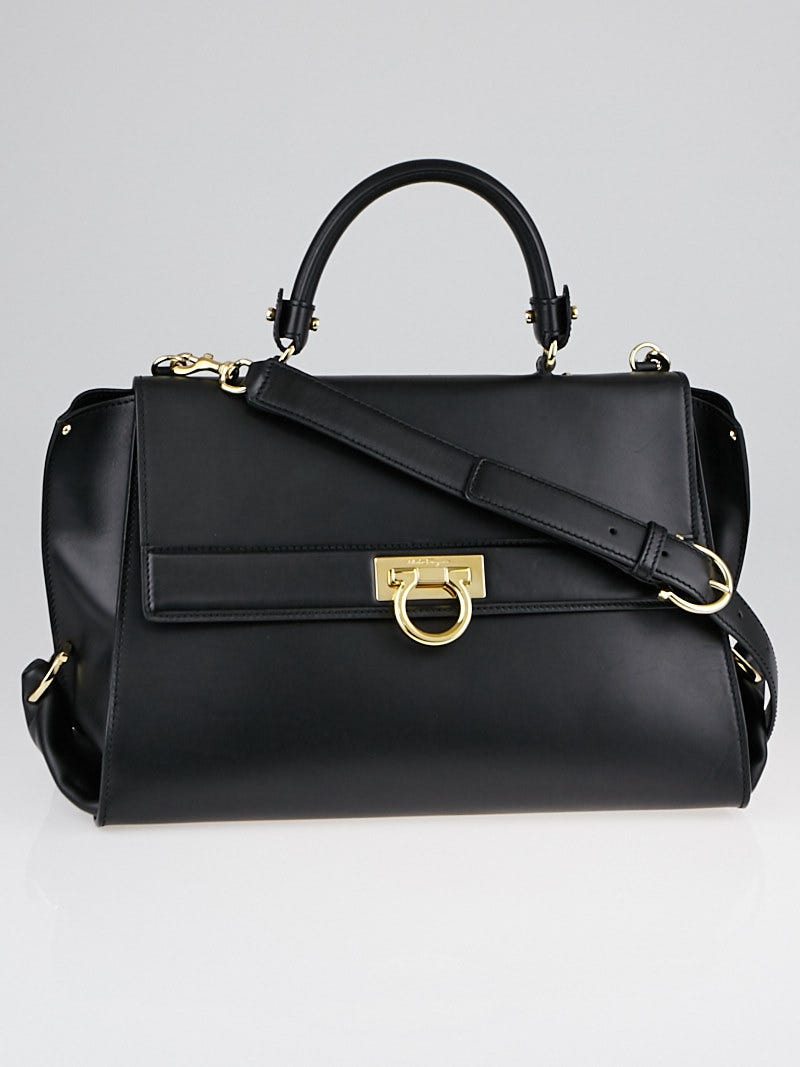 Salvatore Ferragamo Black Smooth Calf Leather Medium Sofia Bag
