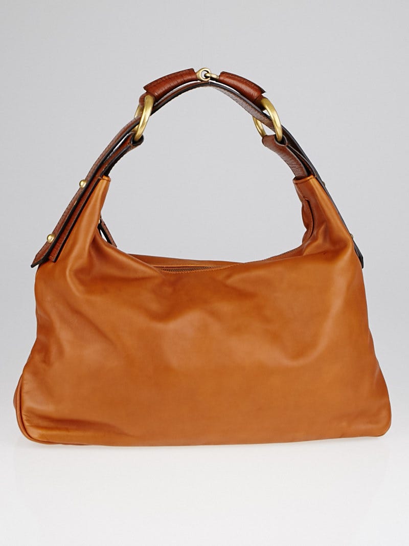 GUCCI Brown Leather Medium Horsebit Hobo Shoulder Bag 115867