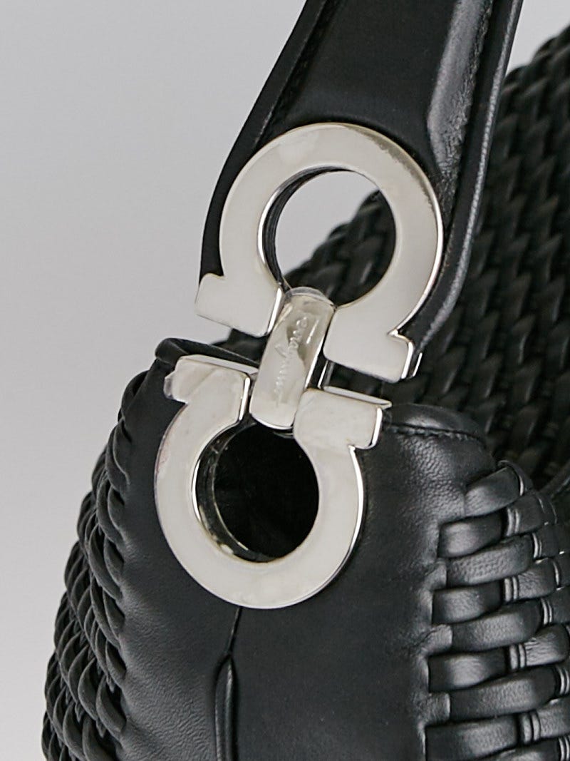 Salvatore Ferragamo Black Woven Nappa Leather Gracy Hobo Bag