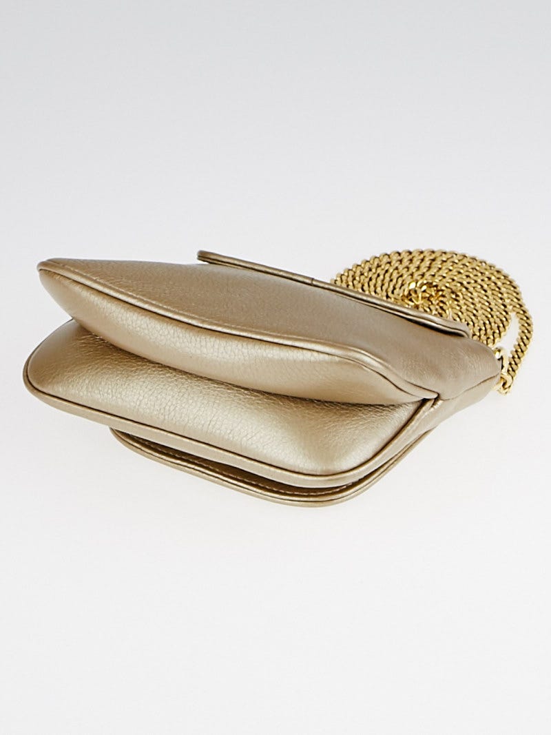 Gucci Gold Pebbled Leather '1973' Small Chain Shoulder Bag