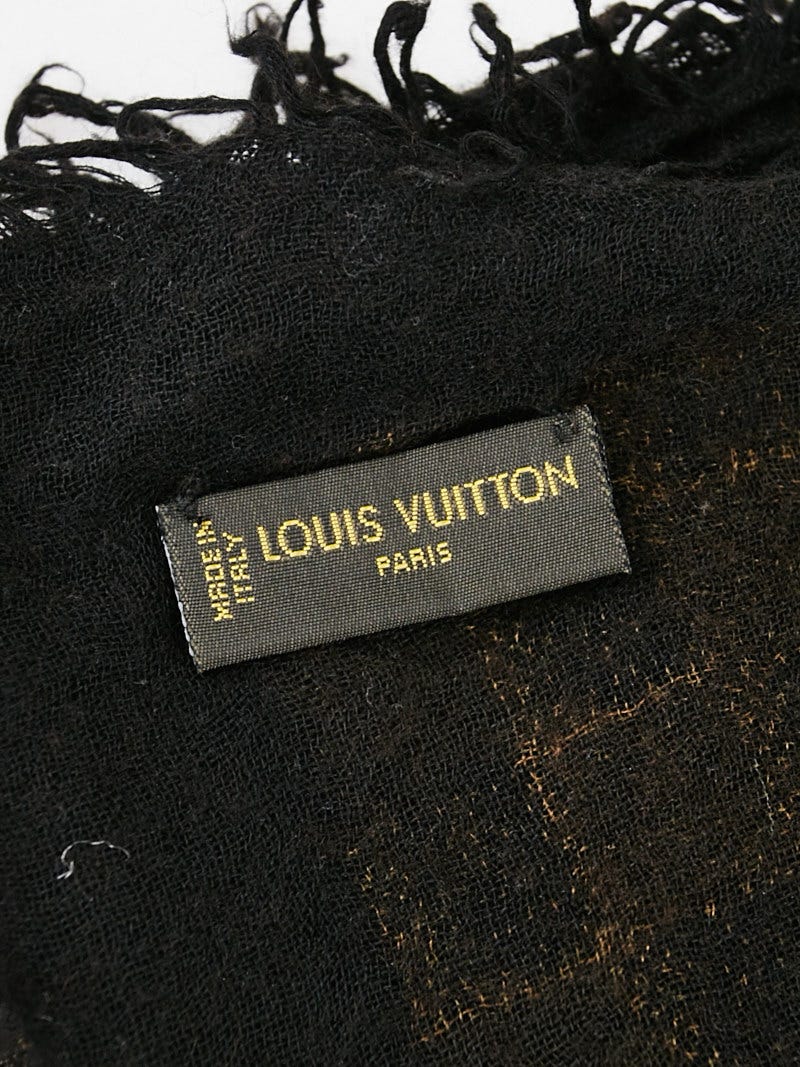 Louis Vuitton Black Silk and Cashmere Etole Damier Scarf - Yoogi's Closet