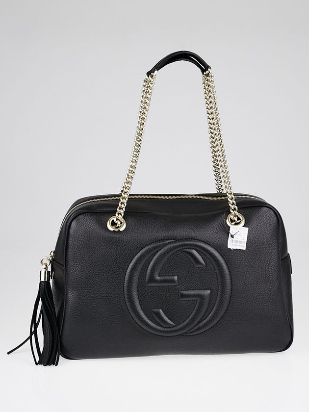 Gucci Black Pebbled Leather Soho Chain Large Shoulder Bag