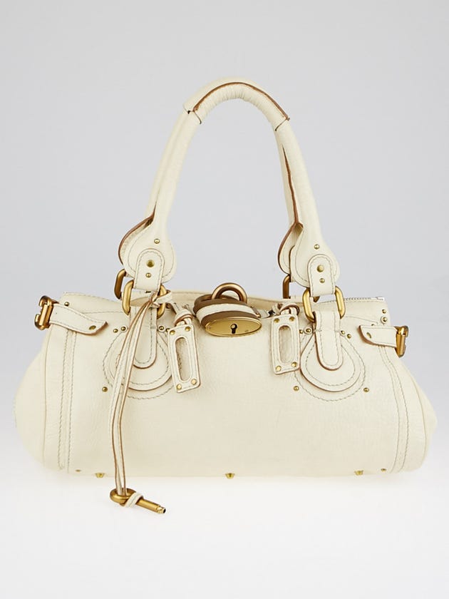 Chloe Ivory Leather Medium Paddington Satchel Bag