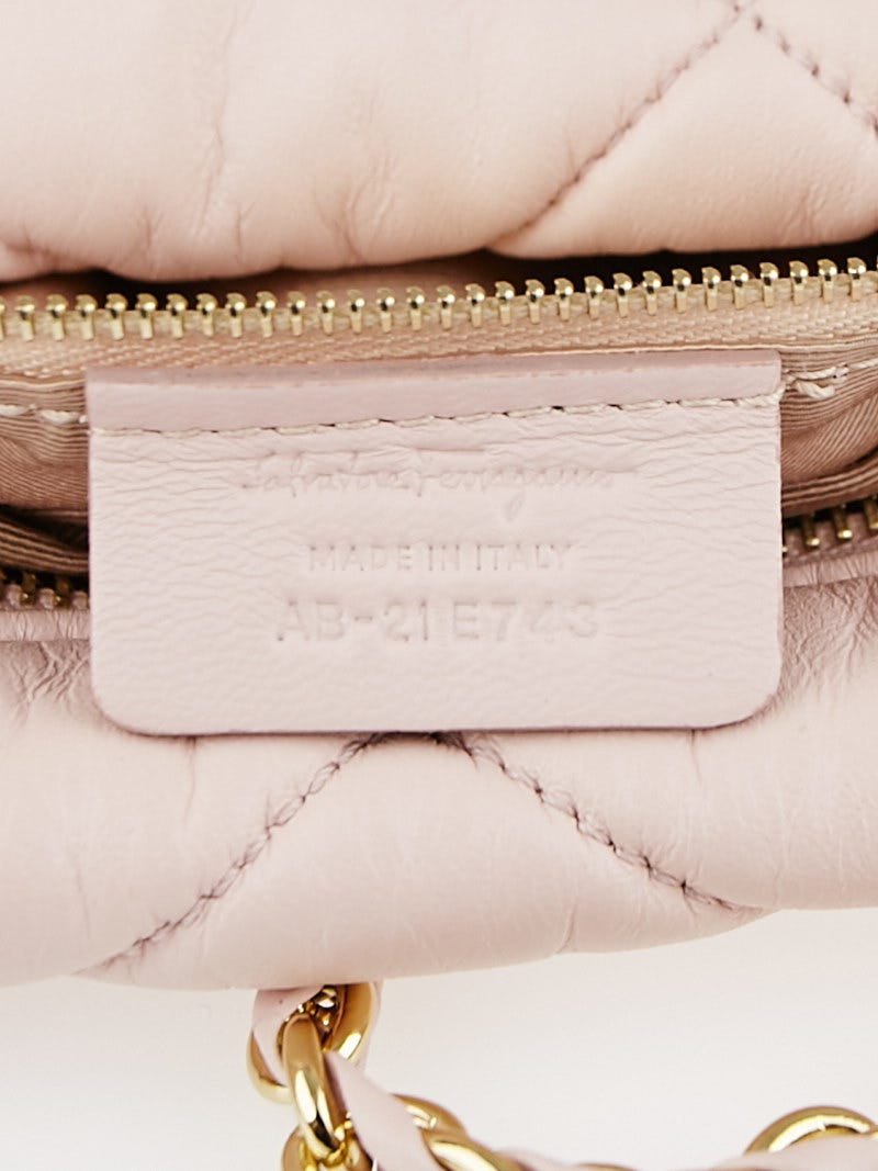 Salvatore Ferragamo Pink Quilted Leather Medium Ginette