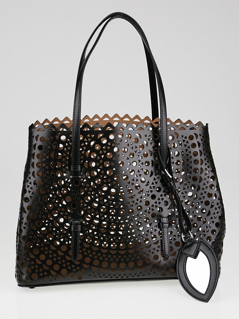 Alaia Black Laser Cut Leather Vienne Medium Tote Bag Yoogi s Closet