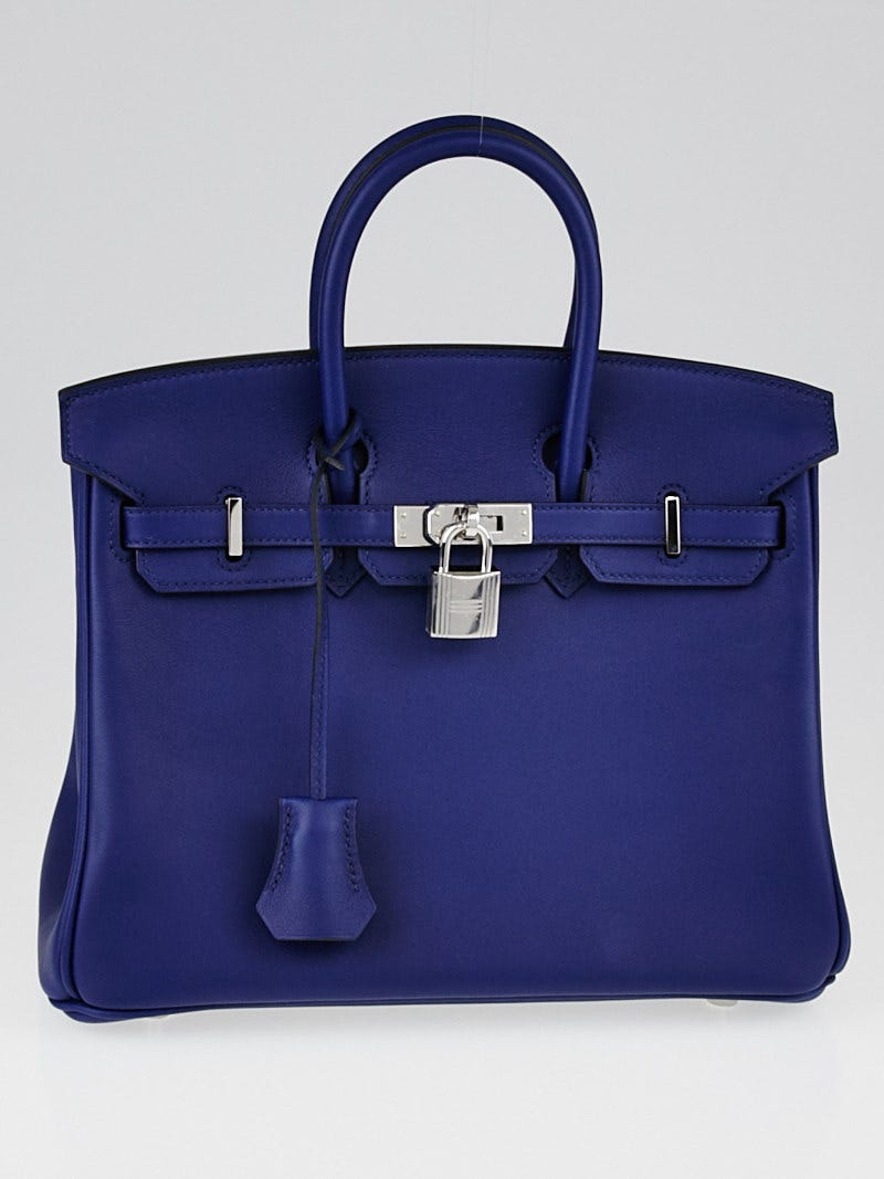 Hermes 25cm Bleu Saphir Swift Leather Palladium Plated Birkin Bag