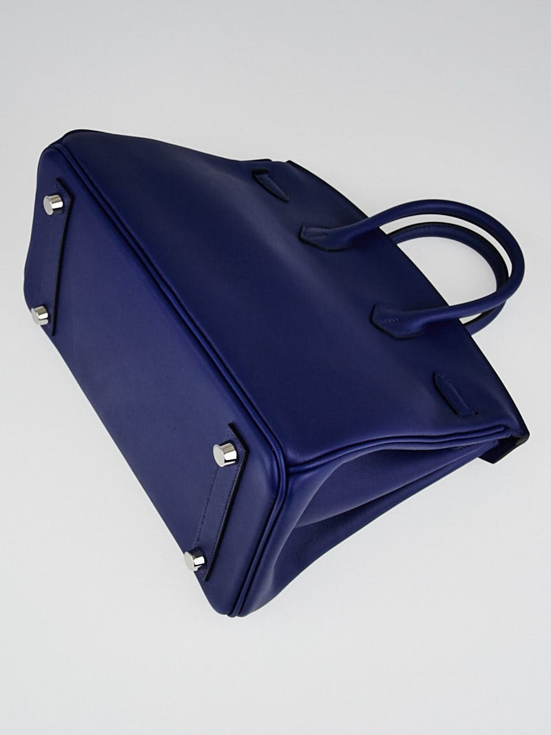 Hermes Birkin Bag 25cm Blue Saint Cyr Swift Palladium Hardware