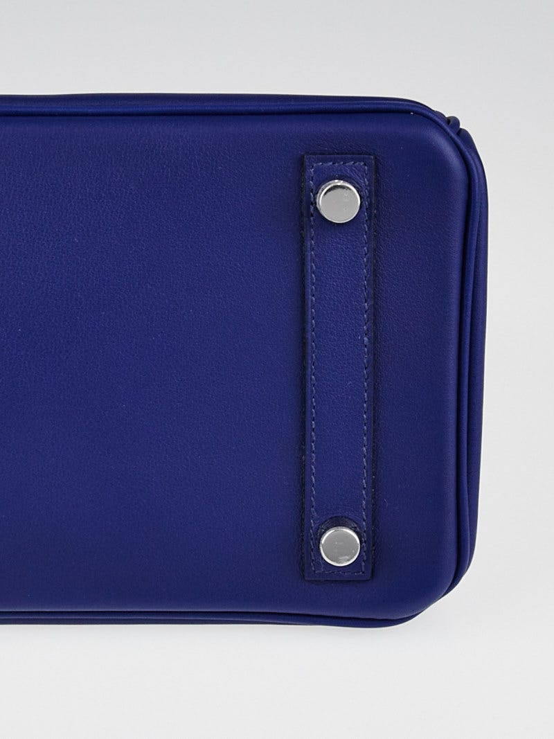 Hermes 25cm Bleu Saphir Swift Leather Palladium Plated Birkin Bag