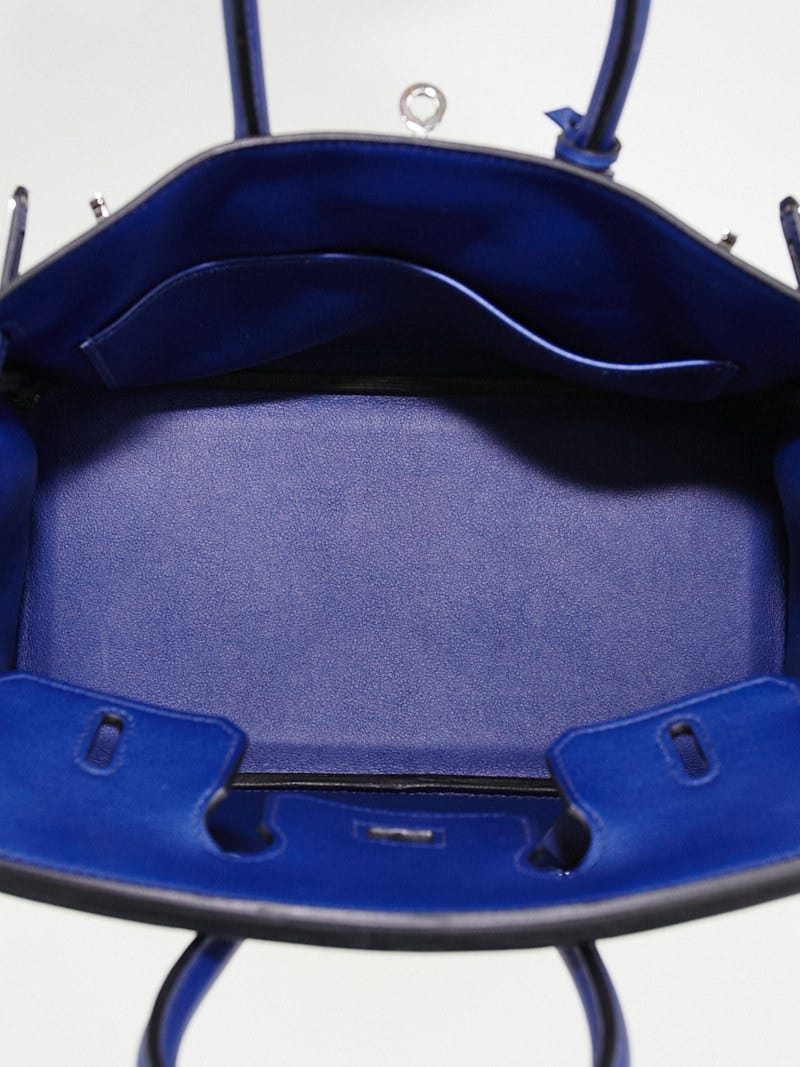 Hermes Birkin Bag 25cm Blue Saint Cyr Swift Palladium Hardware