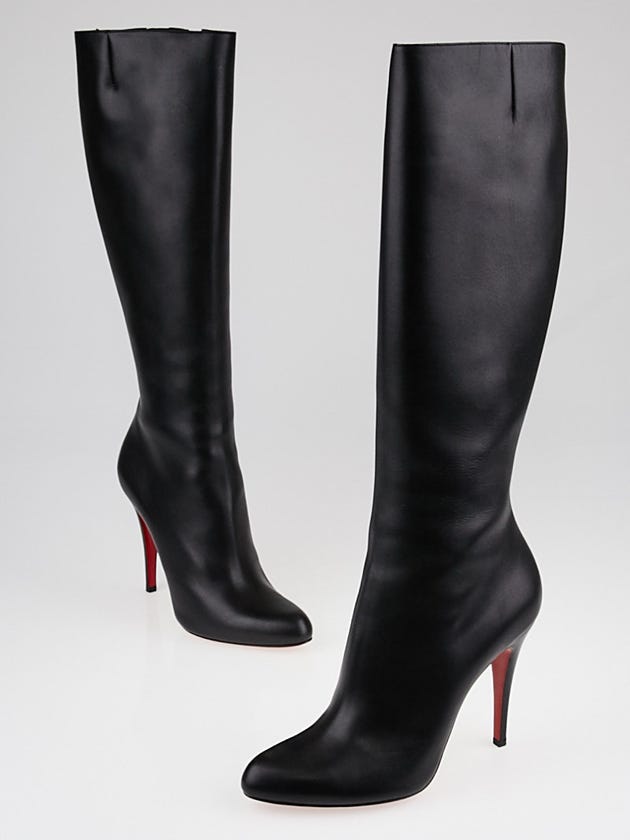 Christian Louboutin Black Leather Bourge 100 Knee-High Boots Size 9.5/40