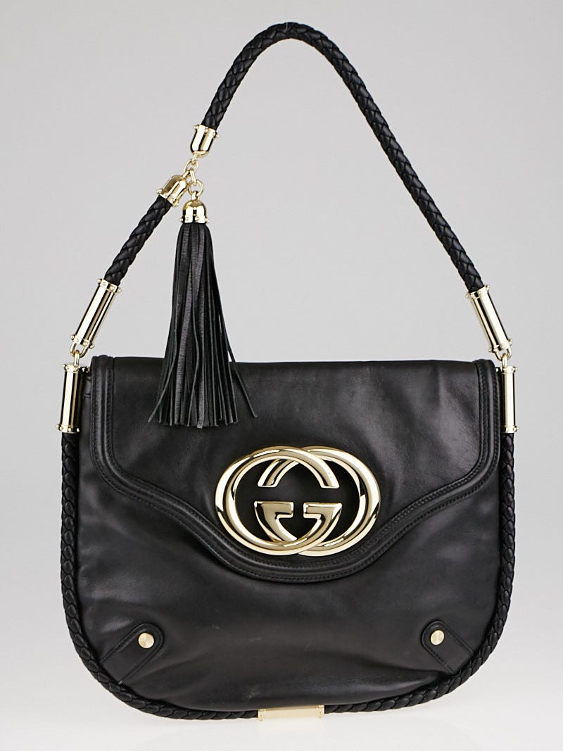 Gucci Black Leather Medium Britt Shoulder Bag | Yoogi's Closet