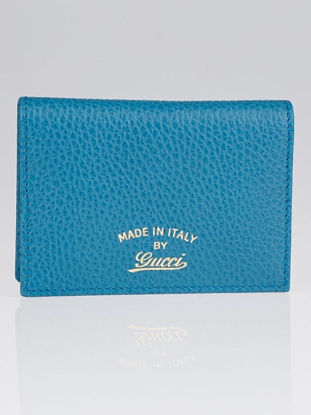 Gucci Teal Swing Leather Train Pass Card Holder
