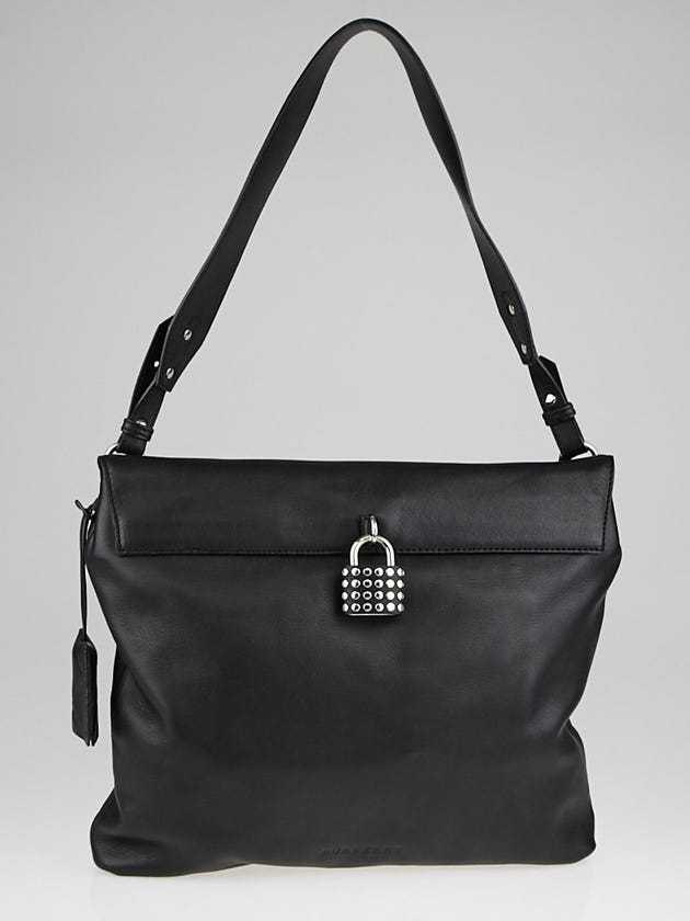 Burberry Black Leather Large Dalston Hobo Bag