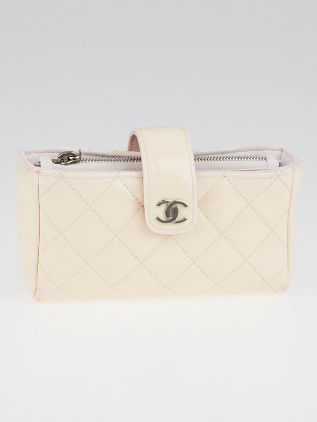 Chanel Pale Pink Quilted Patent Leather Mini Pouch