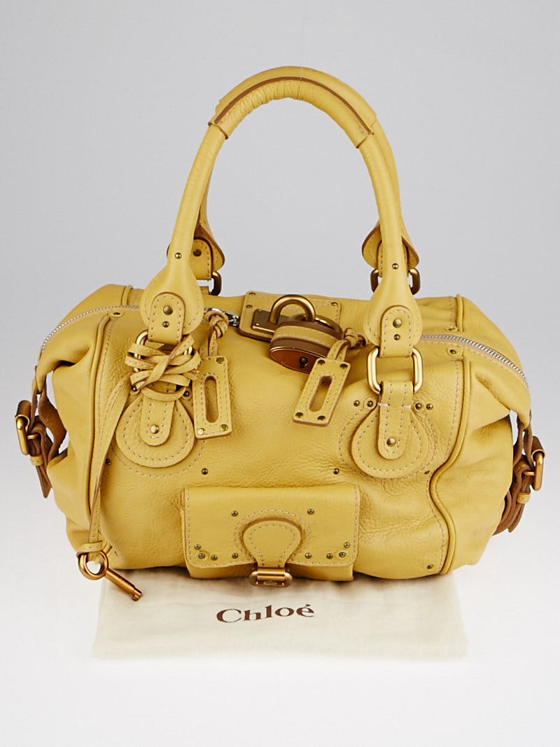 【Chloe 】ゴールドレザー ハンドバッグ Chloe Yellow Pebbled Leather Paddington Front Pocket Satchel Bag