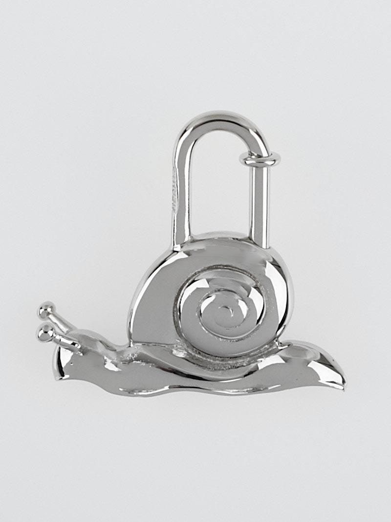 Hermes Palladium Plated 1995 Snail Cadena Lock Charm | Yoogi's Closet