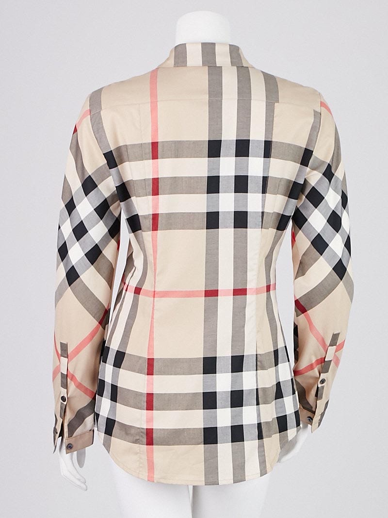 Burberry Brit Cotton Stretch Blend New Classic Check Button Up
