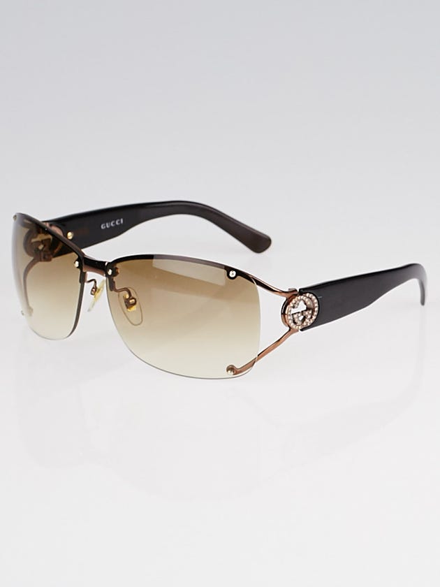 Gucci Bronze Metal Frame Gradient Tint Crystal GG Sunglasses-2820
