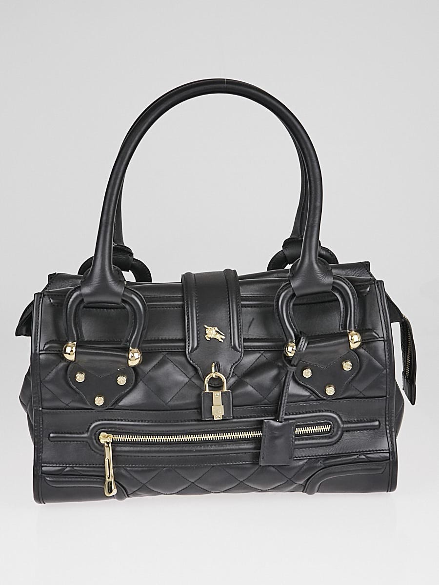 Burberry Black Quilted Leather Large Manor Tote Bag Yoogi s Closet