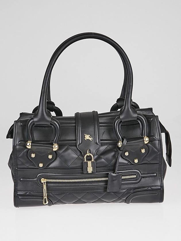 Burberry Black Quilted Leather Large Manor Tote Bag
