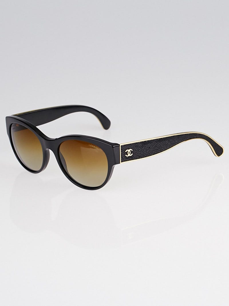 Chanel Black and Goldtone Oversized Gradient Tint Prestige Piano Sunglasses  5272Q - Yoogi's Closet