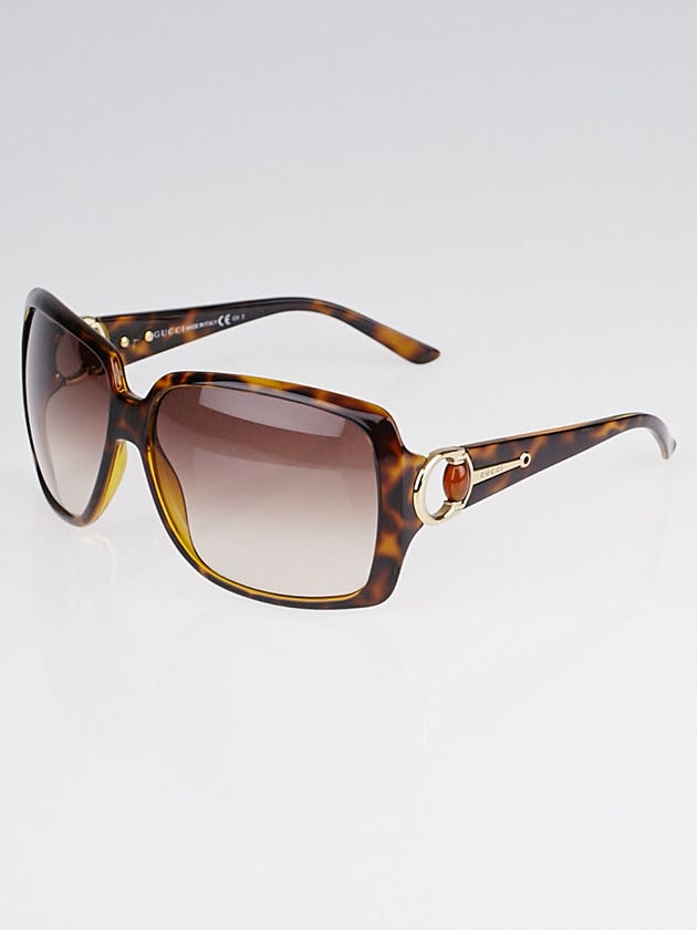 Gucci Tortoise Shell Optyl Frame Gradient Tint Horsebit Oversized Sunglasses - 3105/S