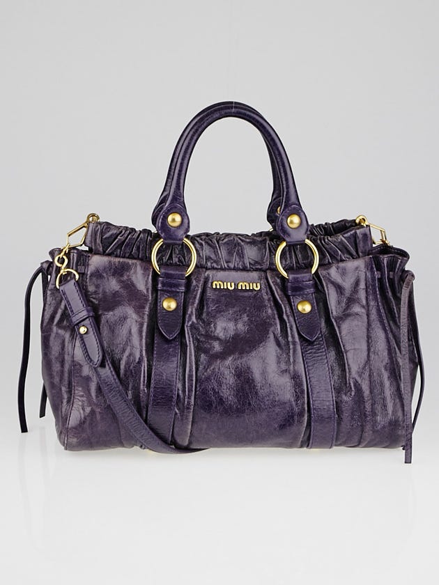 Miu Miu Purple Vitello Lux Leather Soft Shopping Top Handle Bag