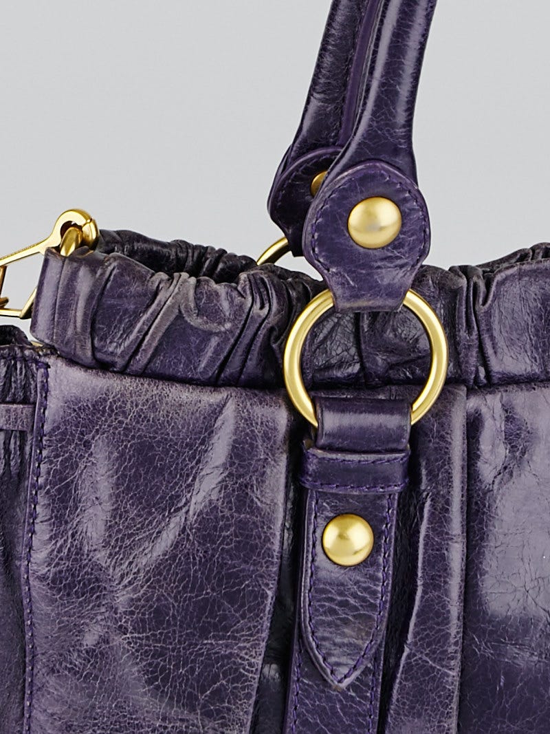 Miu Miu Purple Vitello Lux Leather Soft Shopping Top Handle Bag