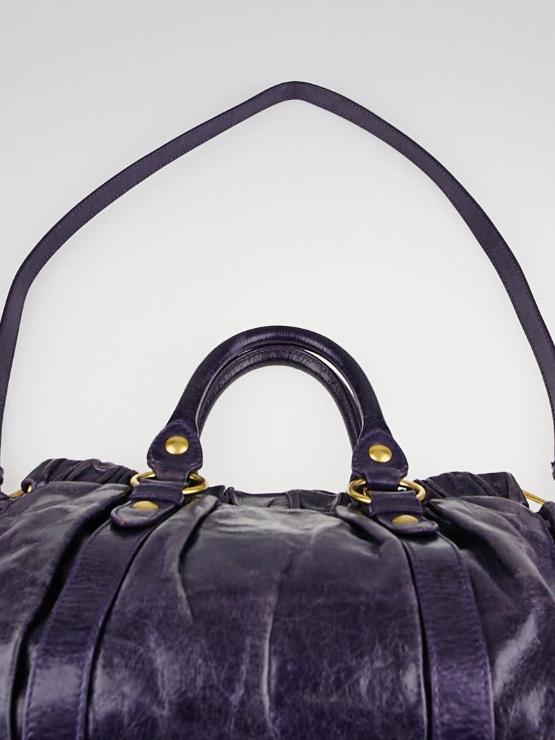 Miu Miu Purple Vitello Lux Leather Soft Shopping Top Handle Bag