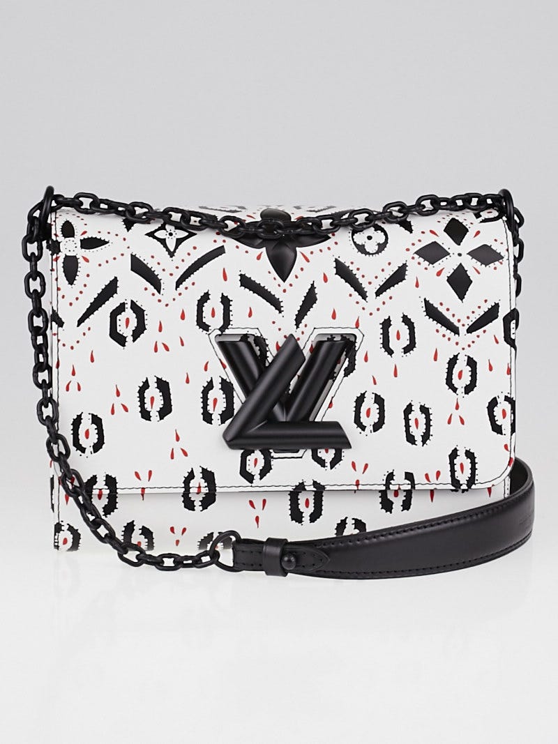 Louis Vuitton White/Black Graphic Print Leather Twist MM Bag