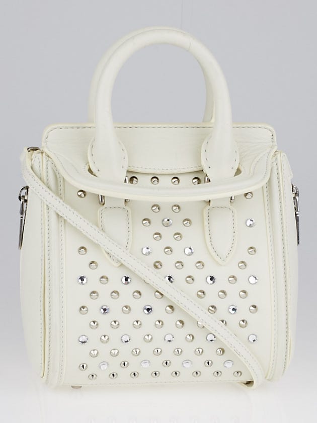 Alexander McQueen White Leather Studded Mini Heroine Bag
