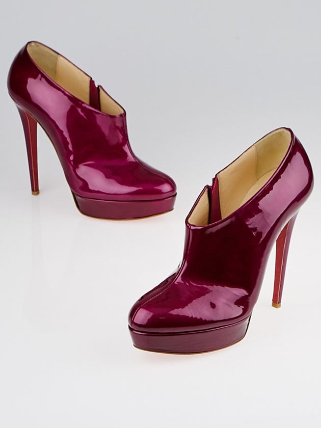 Christian Louboutin Magenta Metallic Patent Leather Moulage 140 Booties Size 10/40.5