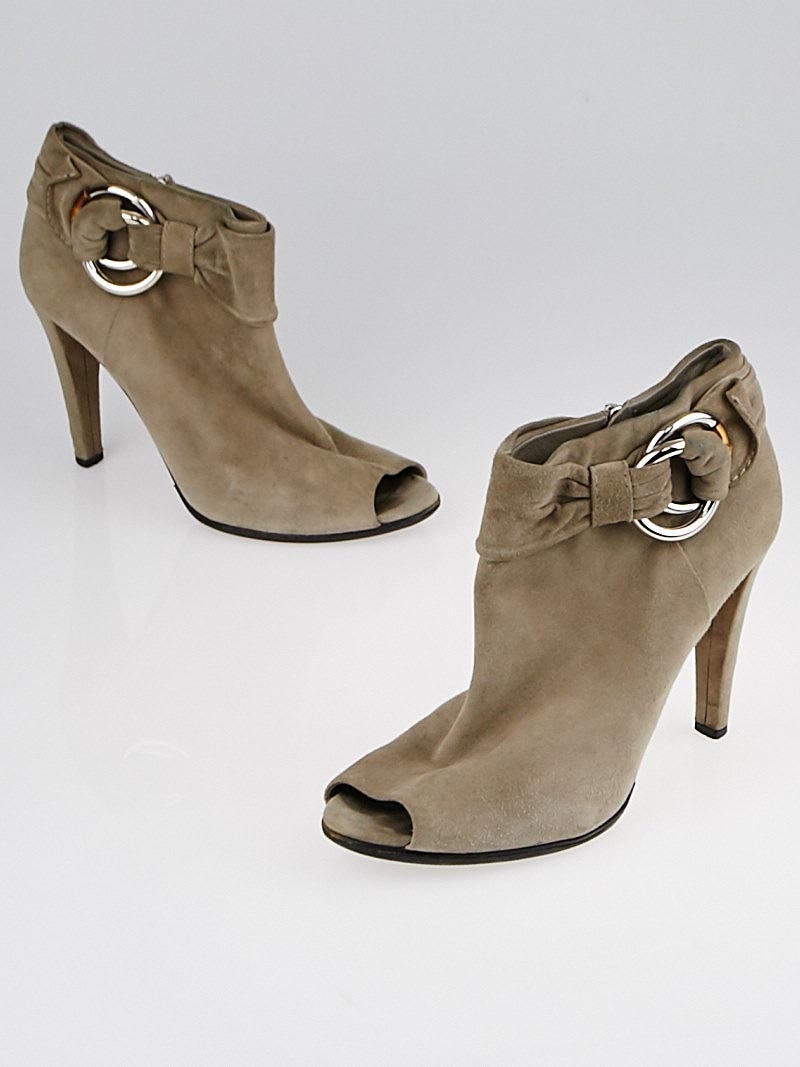 Grey suede deals peep toe booties