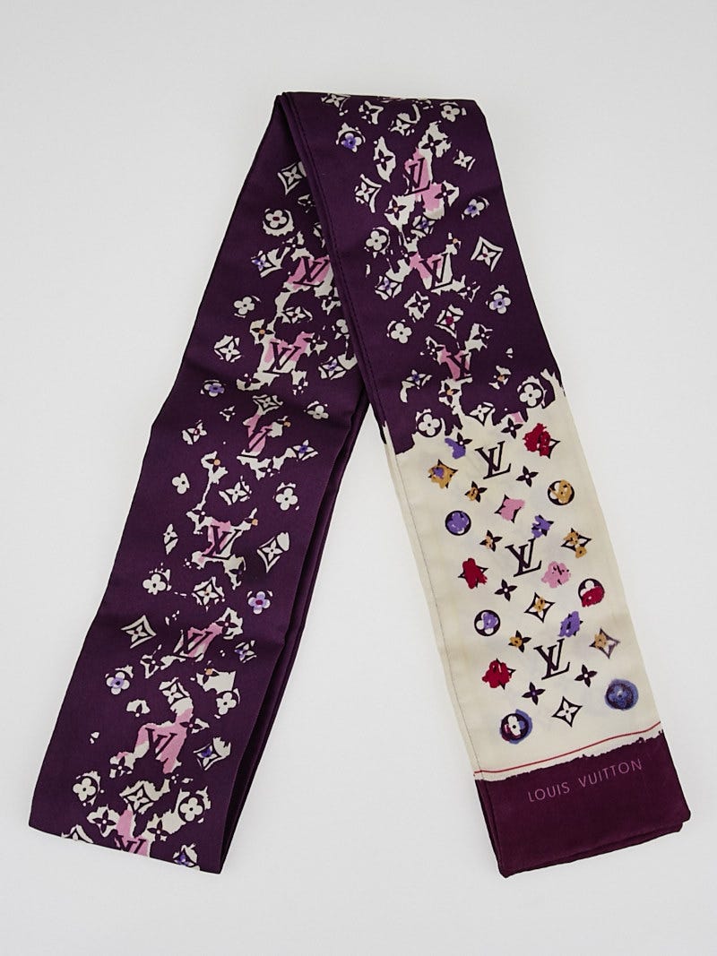LOUIS VUITTON Silk Monogram Splash Bandeau Purple 1231597