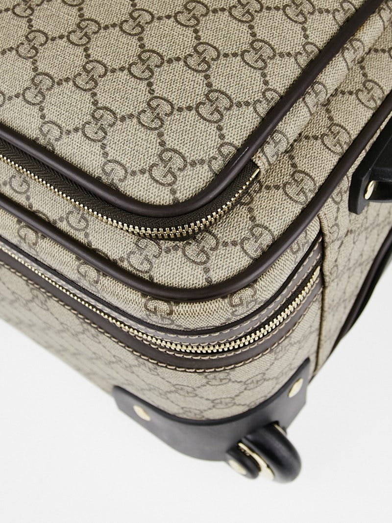 Gucci Beige Ebony GG Coated Canvas Pilot Rolling Suitcase Yoogi s Closet