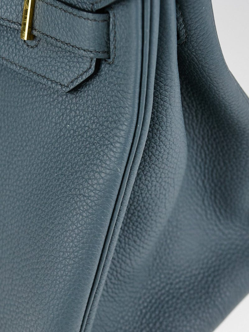 Hermes 35cm Bleu Orage Togo Leather Gold Plated Birkin Bag