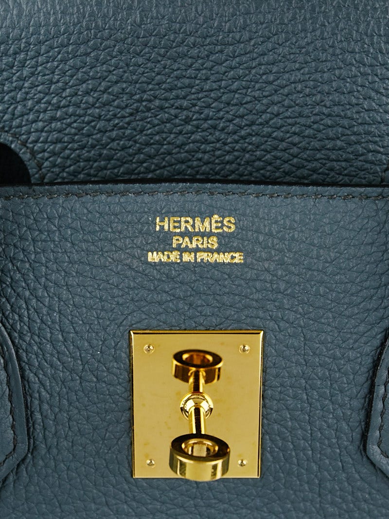 Hermes 35cm Bleu Orage Togo Leather Gold Plated Birkin Bag