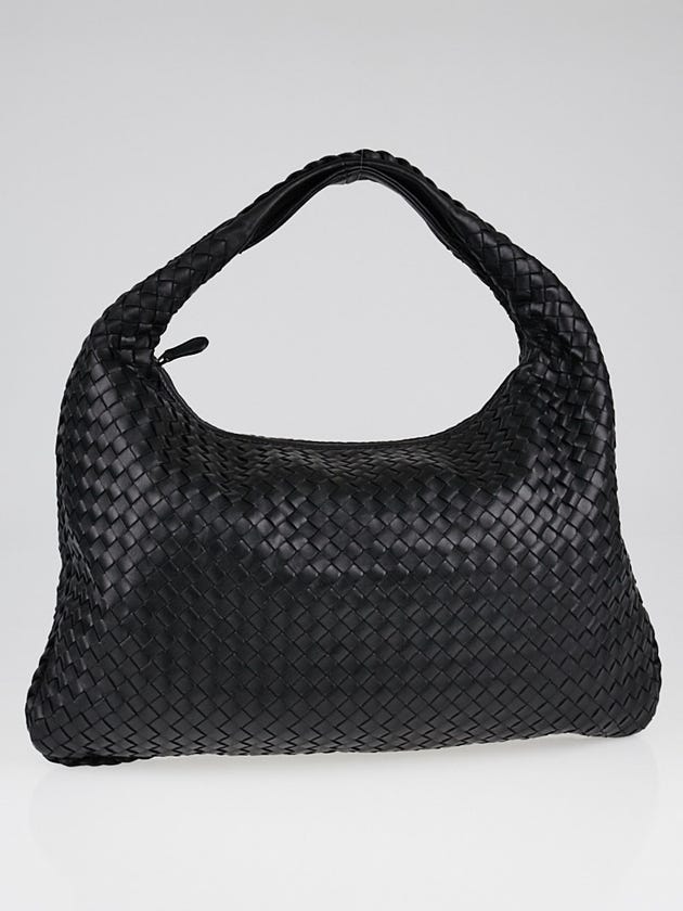 Bottega Veneta Black Intrecciato Woven Nappa Leather Large Veneta Hobo Bag