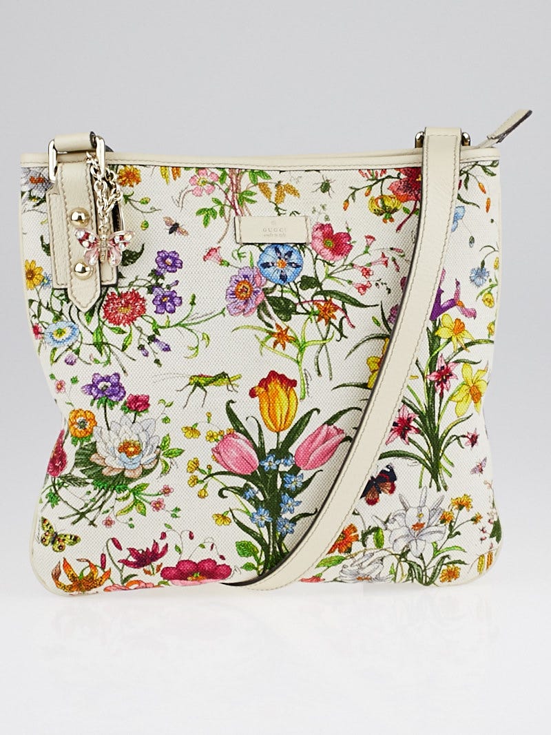 Gucci Floral Canvas Crossbody Messenger Bag Yoogi s Closet