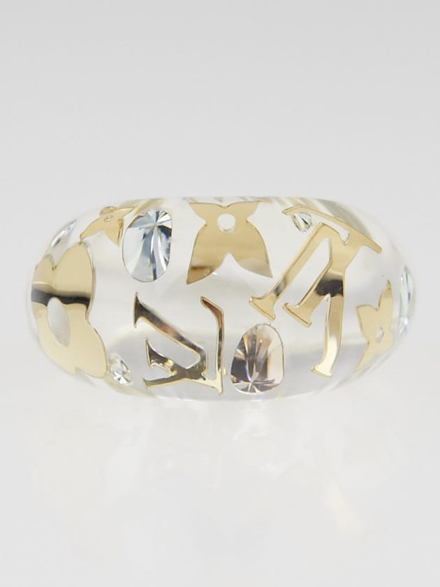 Louis Vuitton Clear Resin Monogram Inclusion Ring Size 7.5 L