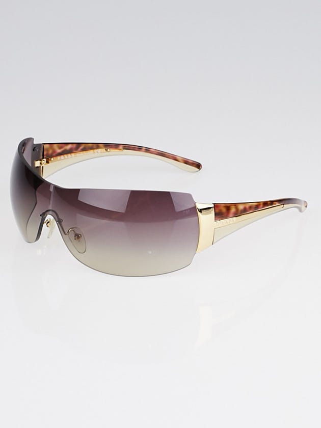 Prada Goldtone Frame Gradient Tint Shield Aviator Sunglasses - SPR54G