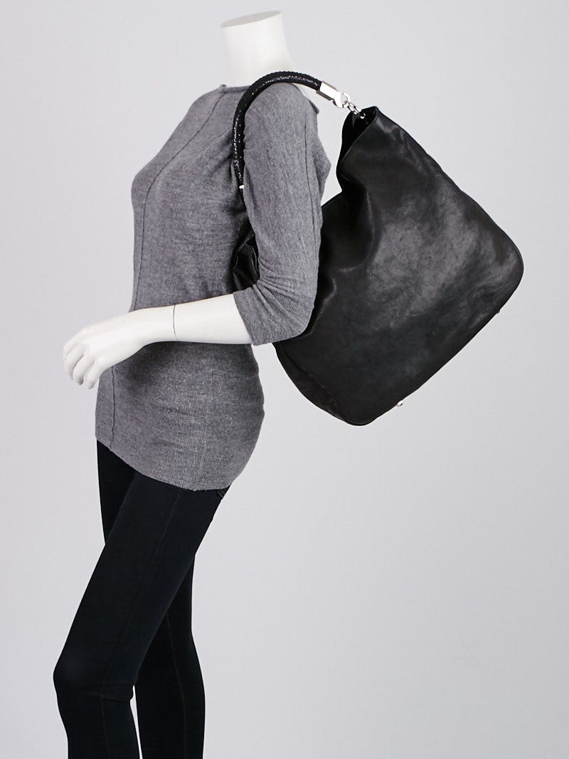 Yves Saint Laurent Black Leather and Stingray Roady Bag