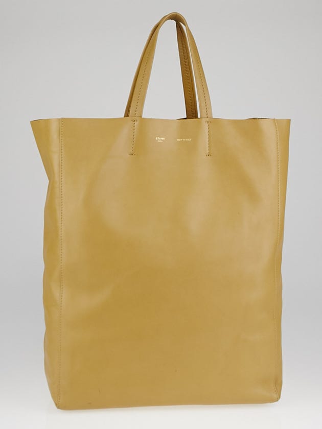 Celine Beige Smooth Lambskin Leather Vertical Cabas Tote Bag